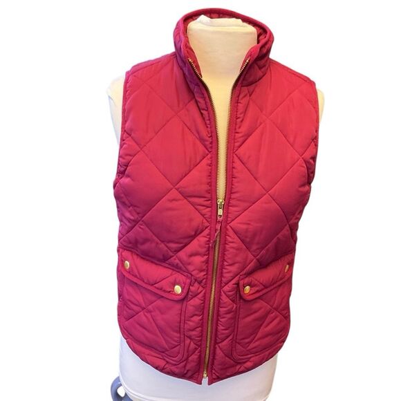 J Crew Quilted Zip up Vest. Rasberry Small preppy heritage - Picture 4 of 12
